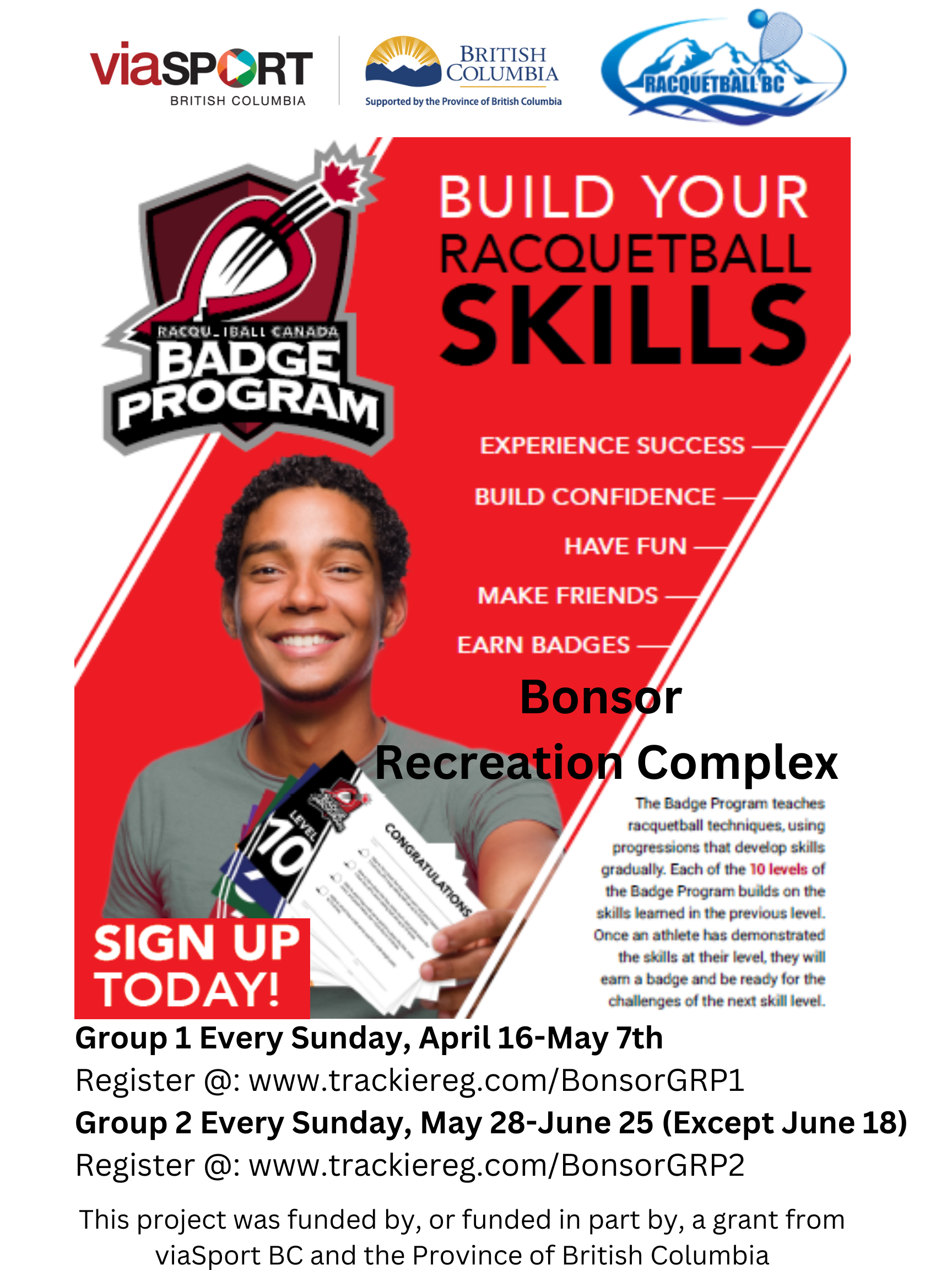Racquetball BC Badge Program Group 2