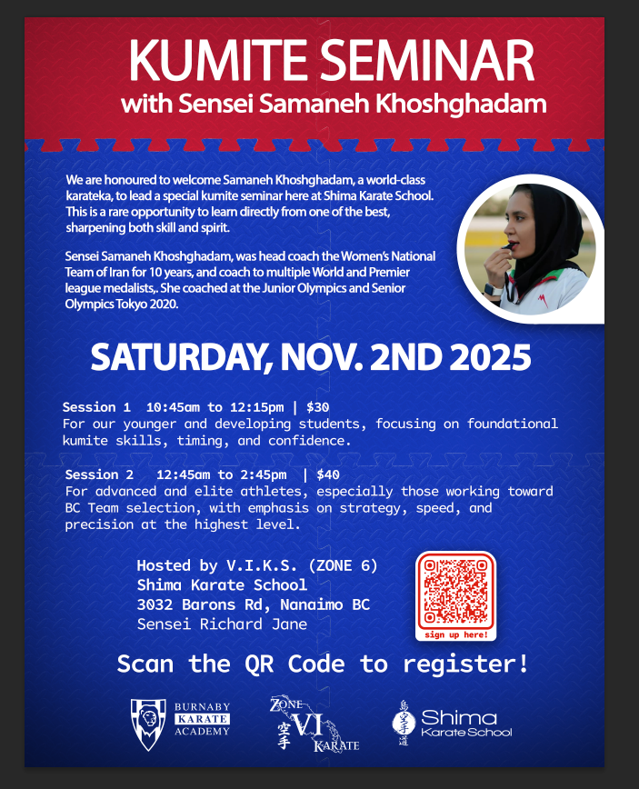 VIKS Kumite Seminar with Samaneh Khoshghadam November 2nd